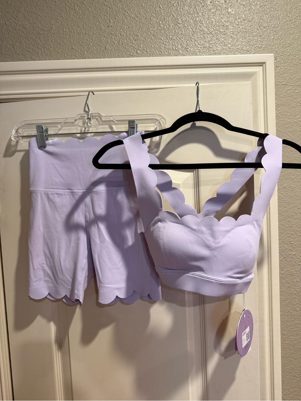 NWT Wiskii SET- high waist scalloped shorts with criss cross bra in Taro